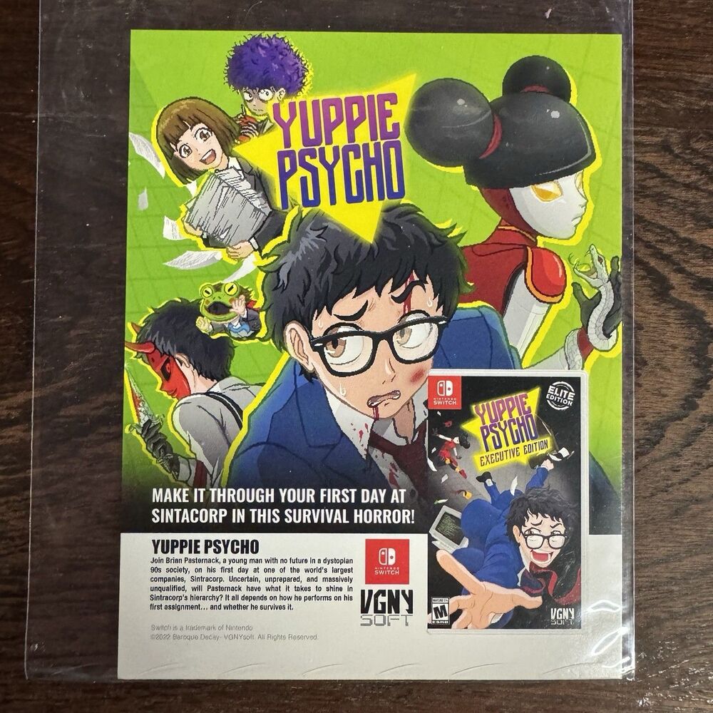 Yuppie Psycho Nintendo Switch Promo Flyer Mini Poster VGNYsoft Video Game Art